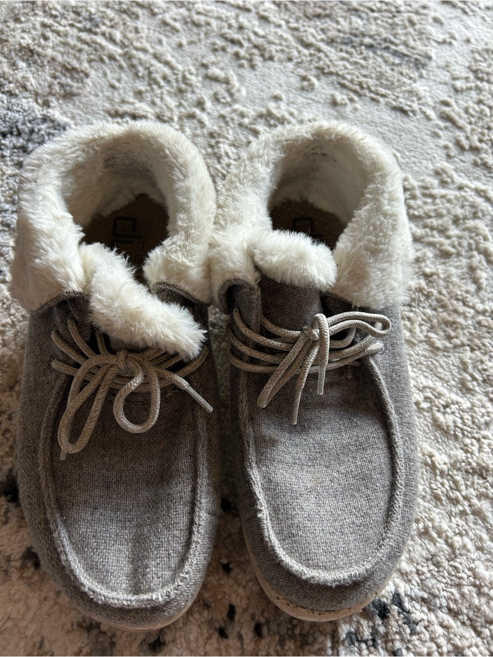 Hey Dude Women’s Taupe Knit Fleece-Lined Slip-Ons